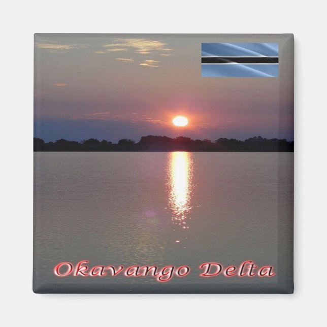 Imán zBW006 OKAVANGO DELTA Sunset, BOTSWANA, Fridge (Frente)