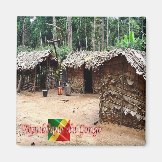 Imán zCG005 REPÚBLICA DEL CONGO, House Pygmy, Fridge (Frente)