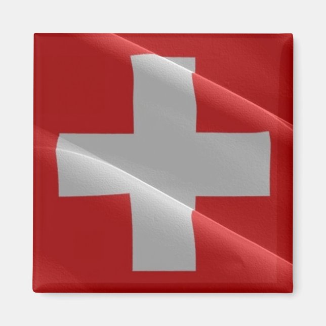 Imán zCH002 ondulando FLAG SWISS - Fridge Magnet (Frente)
