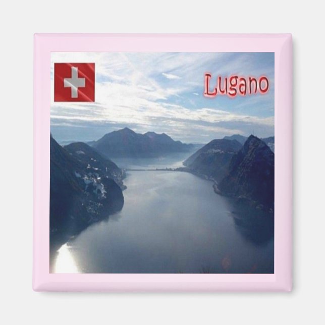 Imán zCH028 Lago LUGANO - Suiza - Fridge Magnet (Frente)