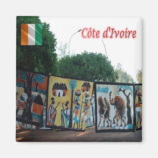 Imán zCI004 COSTA DE MARFIL, Batik yakro, África, Fridg (Frente)