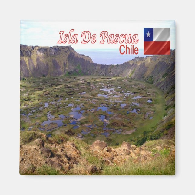 Imán zCL012 ISLA DE PASQUA, Caldera volcánica Rano Kau, (Frente)