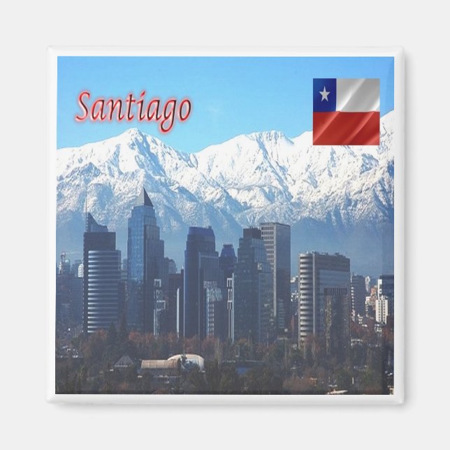 Imán zCL018 Skyline SANTIAGO, América, Fridge Magnet (Frente)
