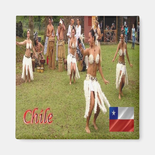 Imán zCL025 CHILE, bailarinas Isla de Pascua, Fridge (Frente)
