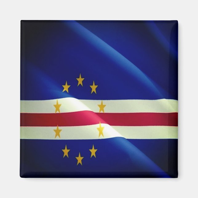 Imán zCV002 CAPE VERDE, Bandera ondulante, África, Frig (Frente)