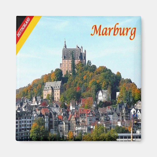Imán zDE005 Castillo de MARBURG Alemania, (Frente)