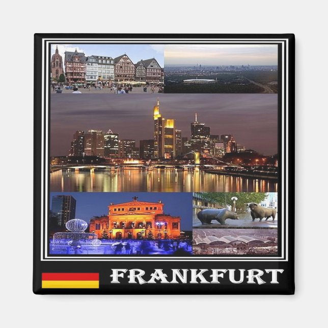 Imán zDE017 FRANKFURT mosaico de collage Alemania, Frid (Frente)