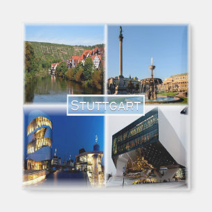 Imán zDE037 STUTTGART río Schlossplatz Nevera Neckar