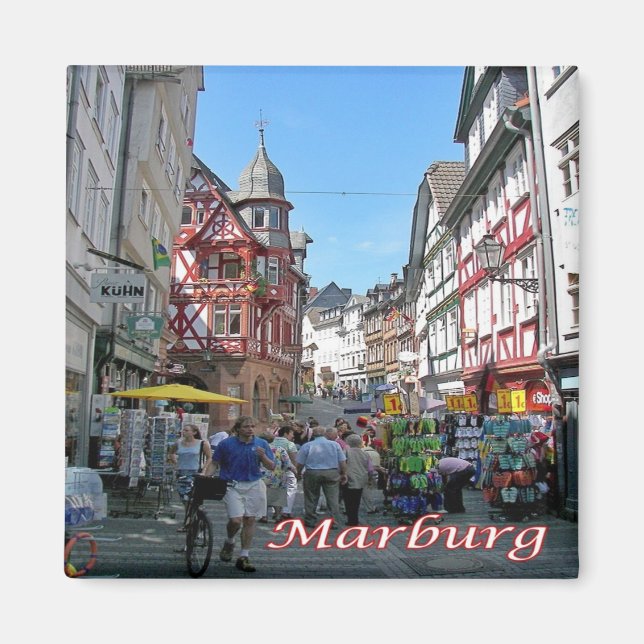 Imán zDE101 MARBURG Wettergasse Alemania, Fridge (Frente)