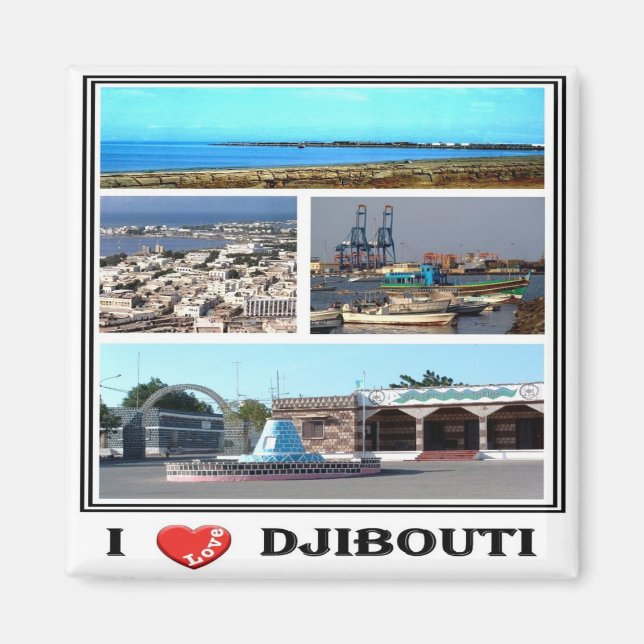 Imán zDJ007 DJIBOUTI I Love, Mosaic, Africa, Fridge (Frente)