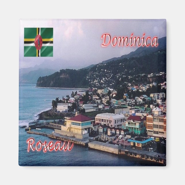 Imán zDM004 ROSEAU, Panorama, Dominica, América, Fridge (Frente)