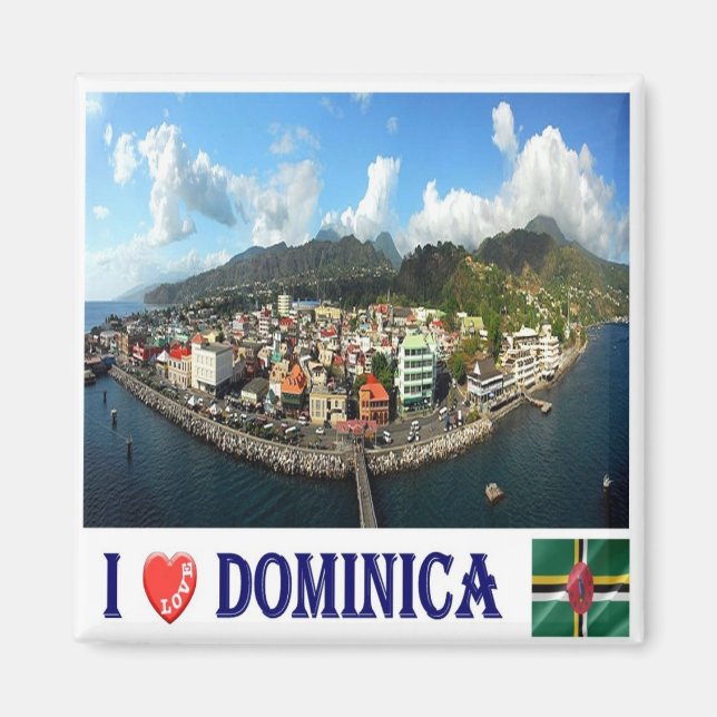 Imán ZDM008 DOMINICA, I Love, Roseau Wide, Fridge (Frente)