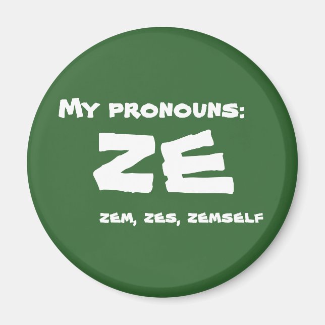 Imán Ze o Personalizado Pronoun (Frente)