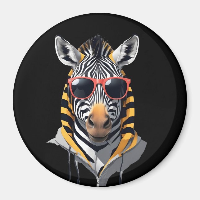 Imán Zebra Con Hoodie Funny Carácter Animal De Guay (Frente)