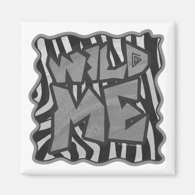 Imán Zebra negra y gris claro me salvaje (Frente)