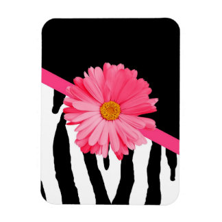 Imán Zebra Pattern Girly Pink Daisy
