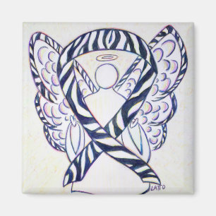 Imán Zebra Stripe Awareness Ribbon Angel Art Magnet