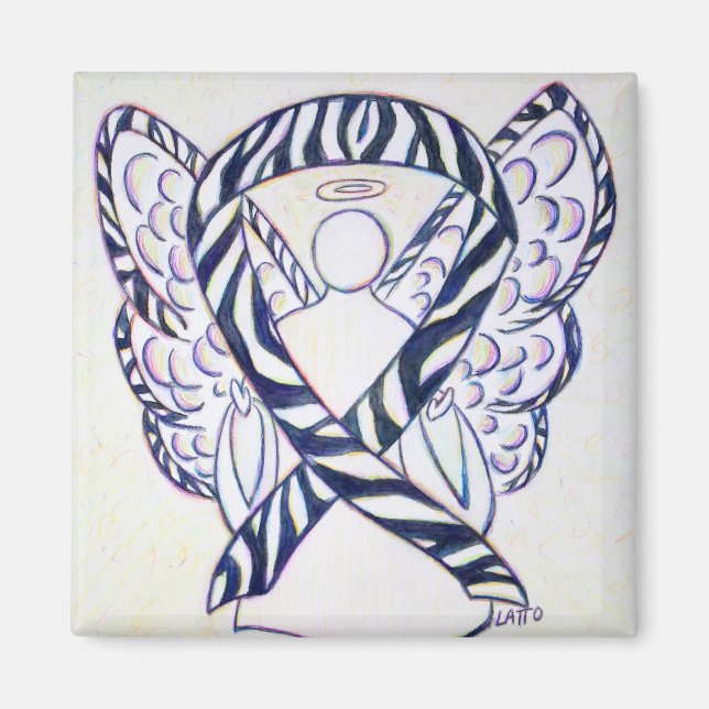 Imán Zebra Stripe Awareness Ribbon Angel Art Magnet (Frente)