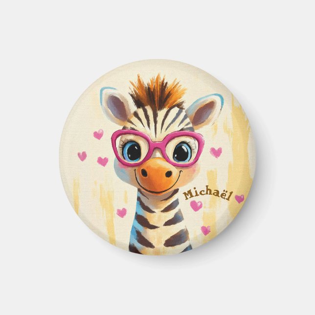 Imán Zebra Valentine's Day Heart Badge - Kids School  (Frente)