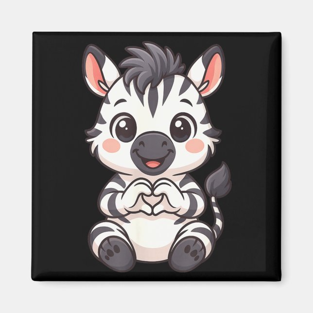 Imán Zebra with heart women girls kids heart cute zebra (Frente)