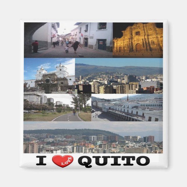 Imán zEC008 QUITO I Love, Mosaic, Ecuador, Fridge (Frente)