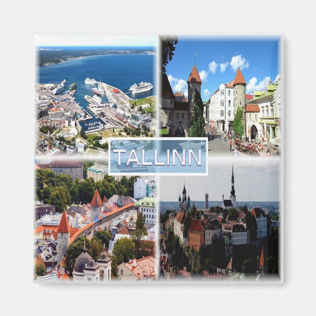 Imán zEE005 TALLINN, Ciudad Vieja, Puerto, Estonia- (Frente)