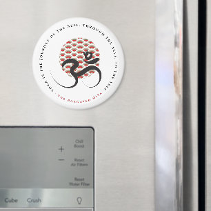 Imán Zen Asia Red Sun Yoga Calligrafía moderna Om Aum