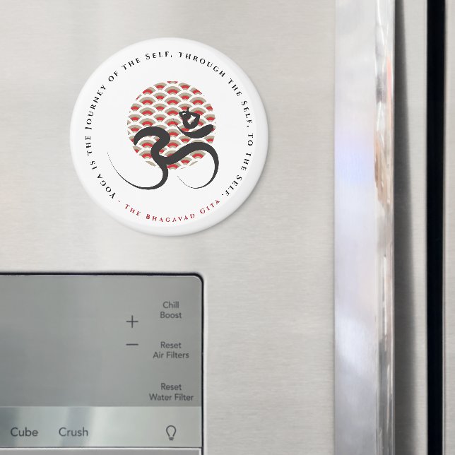 Imán Zen Asia Red Sun Yoga Calligrafía moderna Om Aum (In situ (nevera))