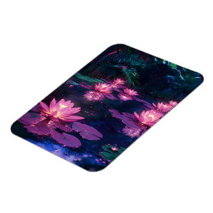 Imán Zen de medianoche Naturaleza Estanque de Loto Rosa