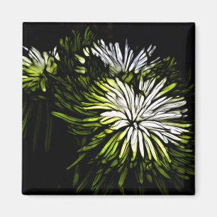 Imán Zen floral Lime verde blanco Crisantemo