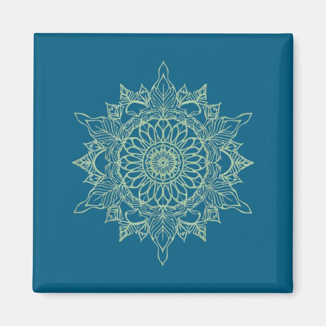 Imán Zen Grow Line Art Mandala Botánico Pacífico  (Frente)