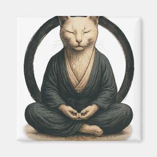 Imán Zen Meditating Cat – Enso Circle Mindful Yoga Art 