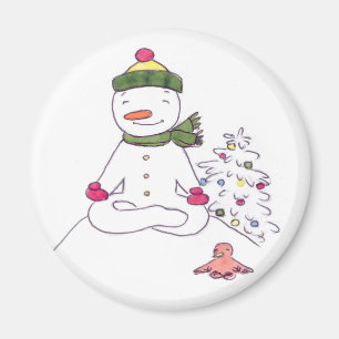 Imán Zen Snowman, hombre de yoga