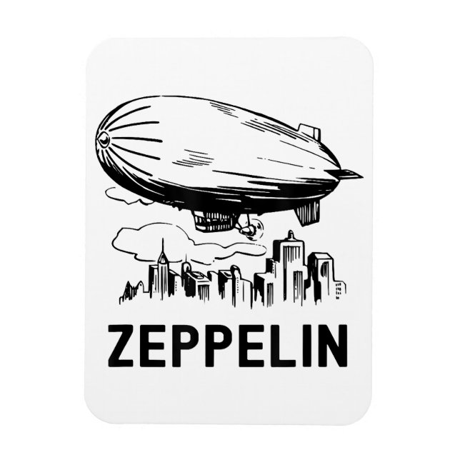 Imán Zepelín Retro Vintage - Boceto de Dirigible (Vertical)