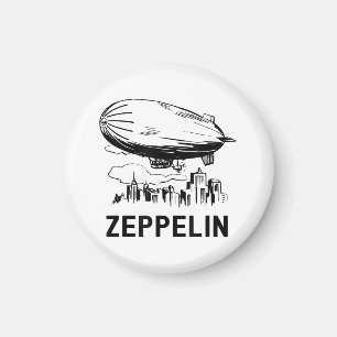 Imán Zepelín Retro Vintage - Boceto de Dirigible