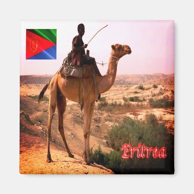 Imán zER007 ERITREA, Camel y Rider, África, Fridge (Frente)