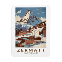 Zermatt Suiza Ilustracion Viaje Retro