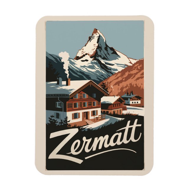Imán Zermatt Suiza Viaje al arte (Vertical)