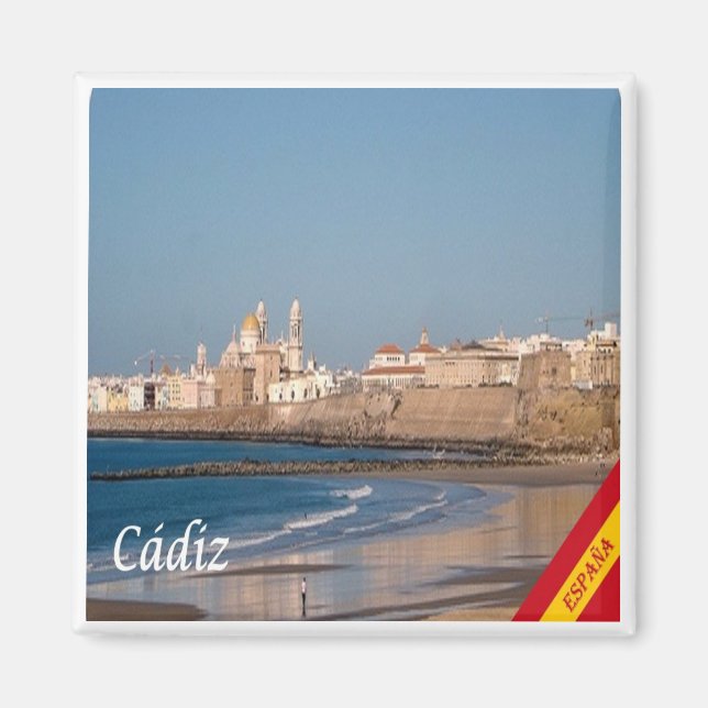 Imán zES028 CADIZ panorama España, Fridge (Frente)