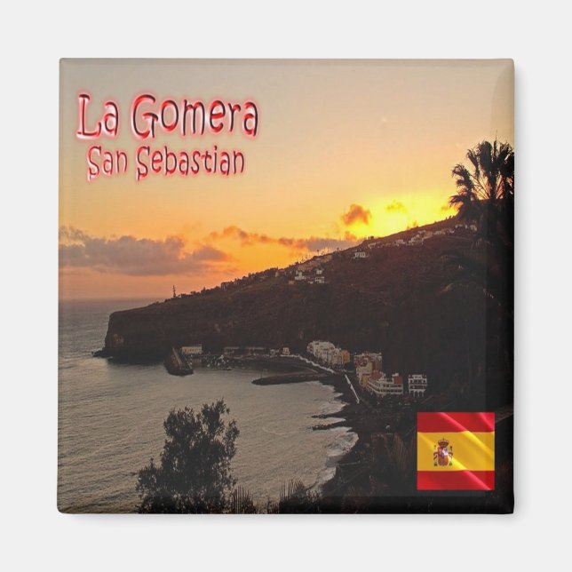 Imán zES029 LA GOMERA Sunset Spain, Fridge (Frente)