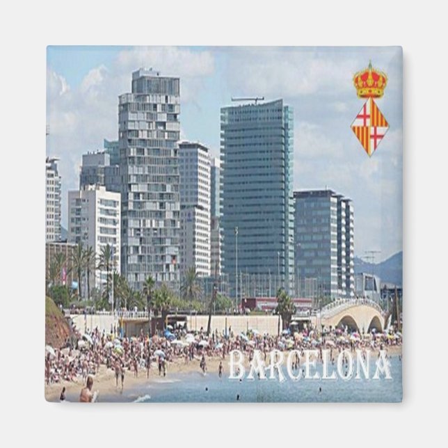 Imán zES042 BARCELONA, La playa, España, Fridge (Frente)