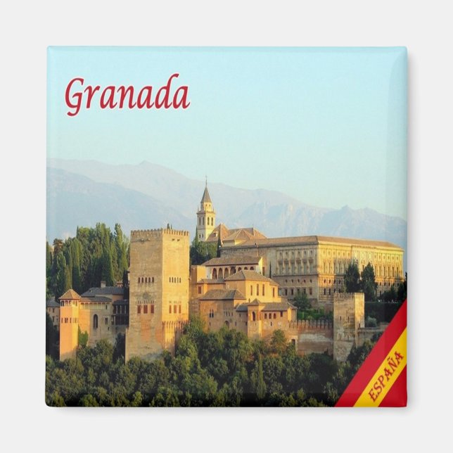 Imán zES072 GRANADA panorama España, Fridge (Frente)