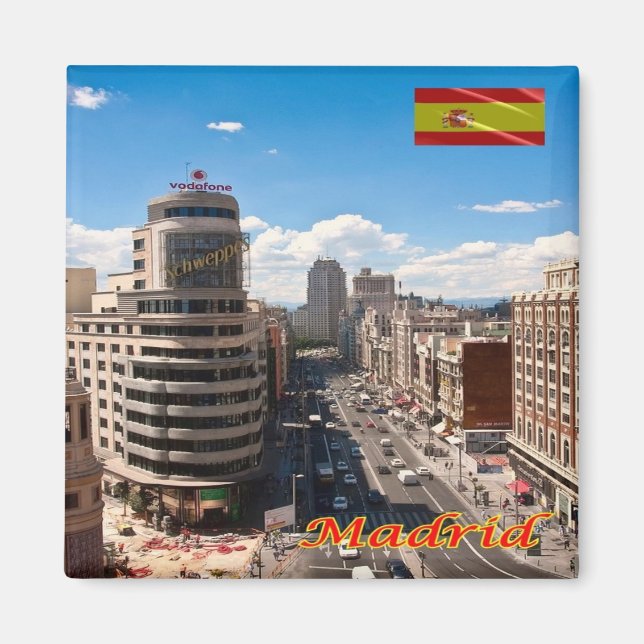Imán zES094 MADRID, DOWNTOWN AVENUE, España, Fridge (Frente)