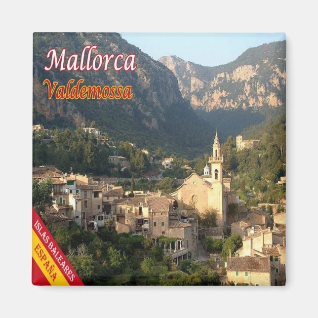 Imán zES104 MALLORCA, panorama de VALDEMOSSA, (Frente)