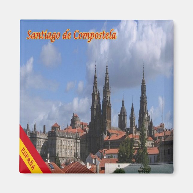 Imán zES129 SANTIAGO DE COMPOSTELA, Panorama, Fridge (Frente)
