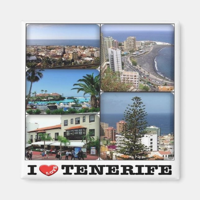 Imán zES142 TENERIFE Puerto de la Cruz "I Love", Fridge (Frente)