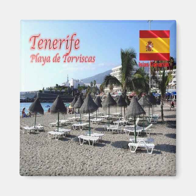 Imán zES147 Playa TENERIFE Torviscas, Canarias, Fridge (Frente)