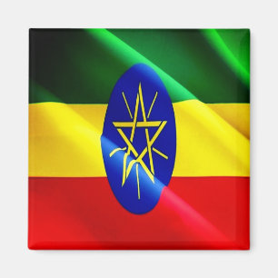 Imán zET002 ETIOPÍA, Bandera ondulante, África, Fridge