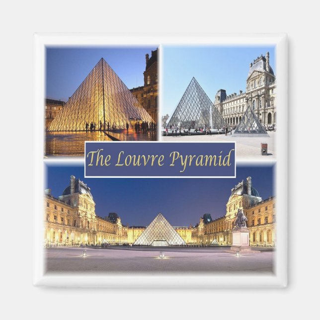 Imán zFR047 EL LOUVRE PYRAMID, París, Francia, Fridge (Frente)
