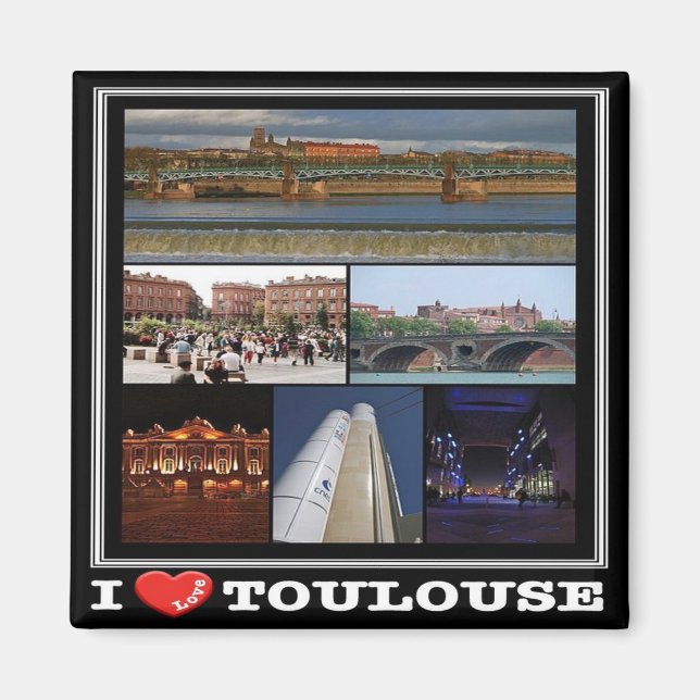 Imán zFR137 TOULOUSE "I Love", Francia, Fridge Magnet (Frente)